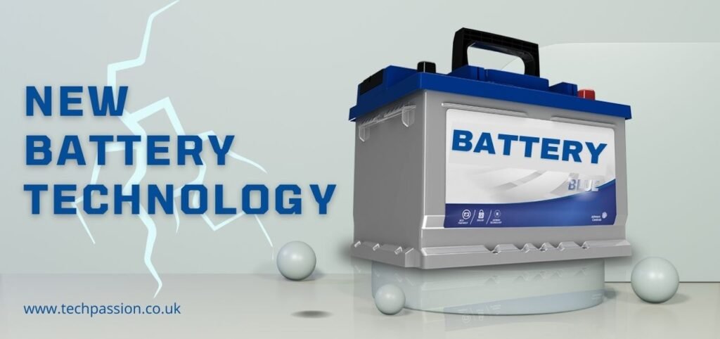 a battery with a blue and white label text Battery Technologies