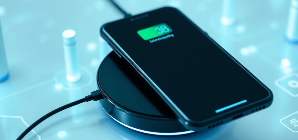 a cell phone on a wireless charger