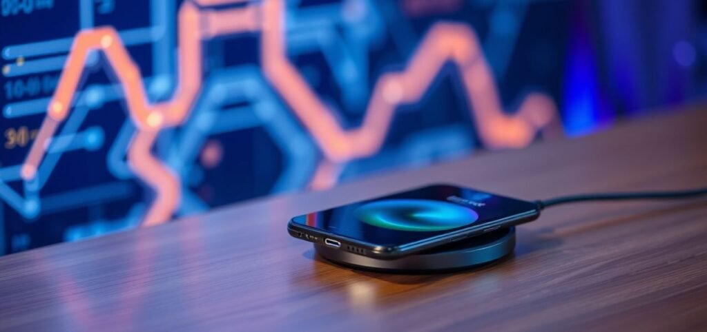 a cell phone on a wireless charger