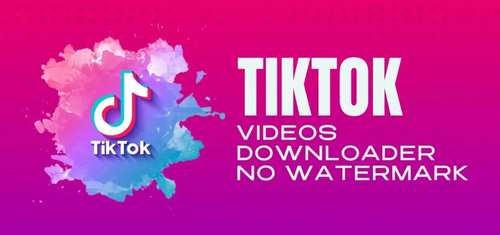 TikTok logo on a colorful background with the text: "TikTok Videos Downloader No Watermark.