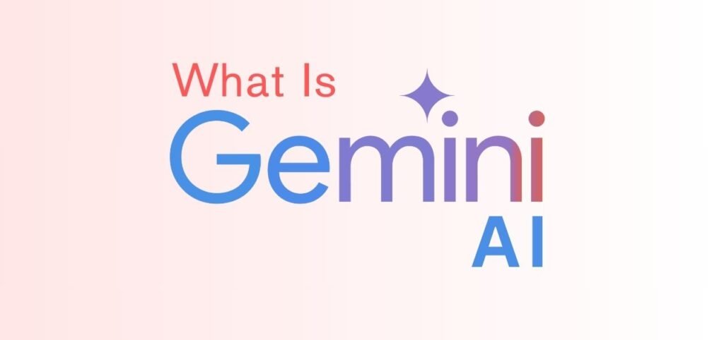 Text image featuring the phrase "What Is Gemini AI," with colorful and modern typography against a soft gradient background.