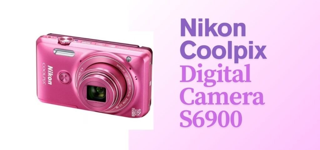Nikon A pink Nikon Coolpix S6900 digital camera displaying a sleek design with a 12x optical zoom lens.